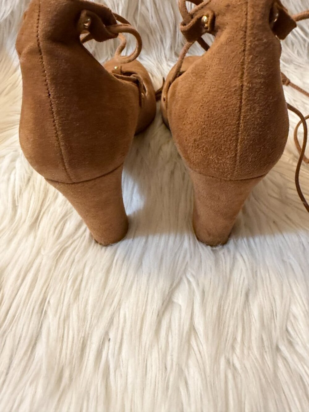 Sézane Valentina Camel Suede Lace-Up Pumps 40 - Picture 7 of 8